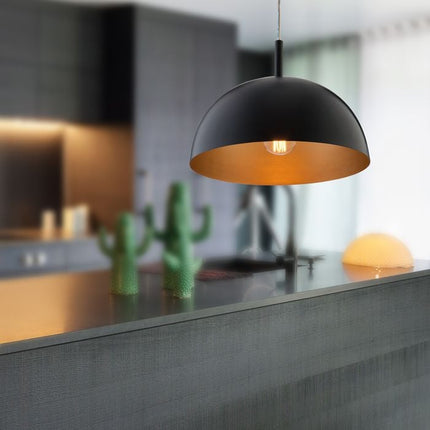 Verve Design 60W Black And Gold Metal Dome Pendant Light