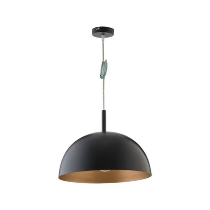 Verve Design 60W Black And Gold Metal Dome Pendant Light