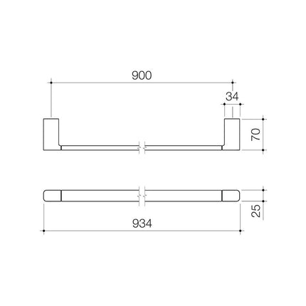 Caroma Luna Single Towel Rail 930mm Black