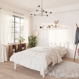 vidaXL Bed Frame without Mattress White Solid Wood Single