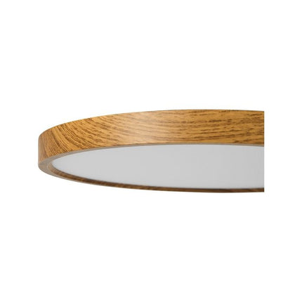 Brilliant 30cm Timber Tri-Colour And Dimmable Elba LED Oyster Ceiling Light With Remote