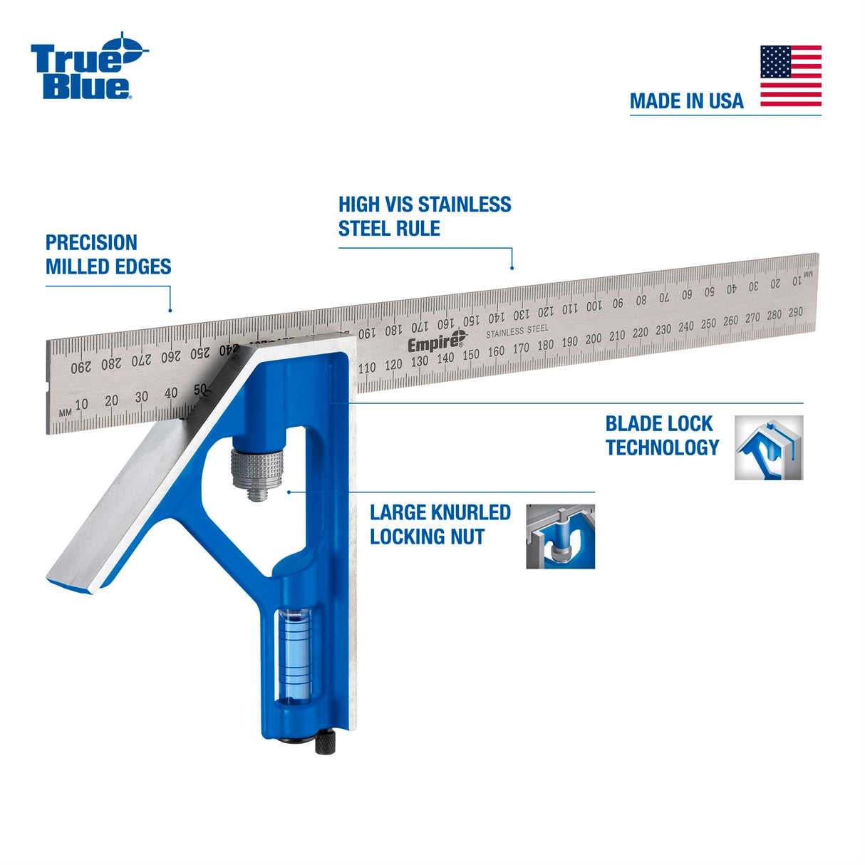 Empire 400mm True Blue Combination Square