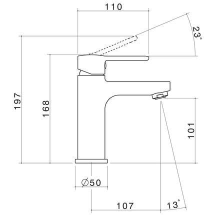 Caroma Polished Chrome Cirrus Basin Mixer WELS 5 Star 6L/min