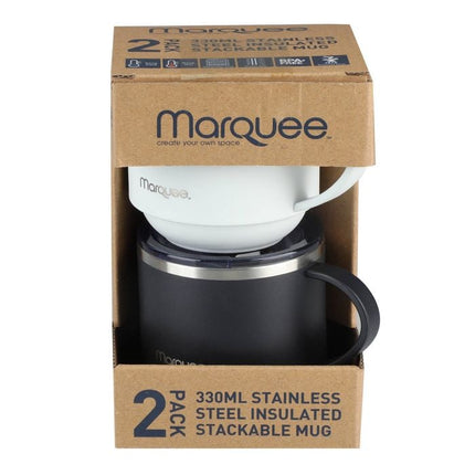 Marquee 330ml Stainless Steel Insulated Stackable Mugs - 2 Pack