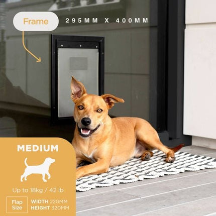 Hakuna Pets Medium Black Deluxe Aluminium Pet Door