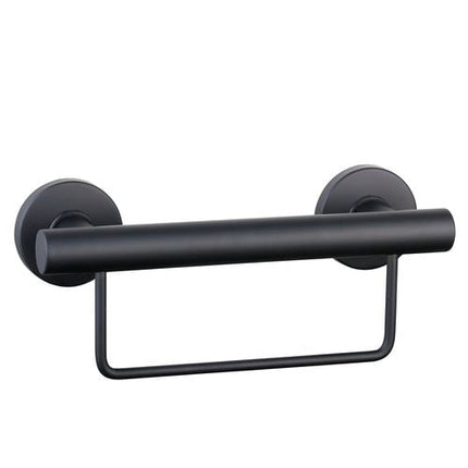 Evekare 300mm Black Towel Rail with Grab Rail