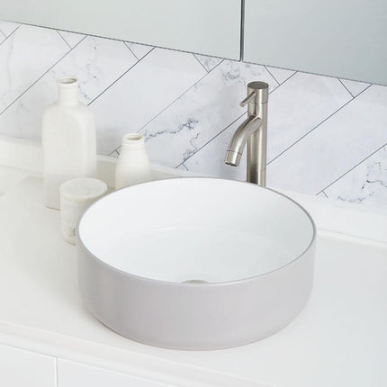 CIBO Light Grey / White Round Thin Edge Ceramic Basin