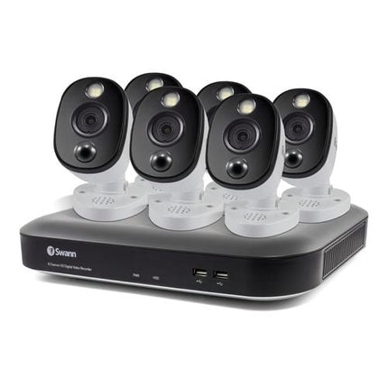 6 Camera 8 Channel 4K DVR CCTV With 2TB HDD And 6 x 4K Heat And Motion Sensing Warning Light Cameras