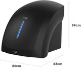 Dolphy Eco Pro black hand dryer dimensions: 24 cm high, 24 cm wide, 23 cm deep