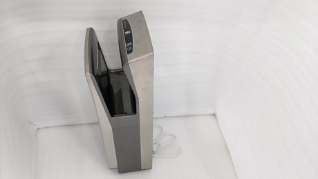 Dolphy jet hand dryer side angle showing the deep open hand slot
