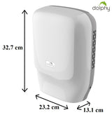 Dolphy 1450W touchless hand dryer dimensions: 32.7 cm high, 23.2 cm wide, 13.1 cm deep