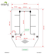 Dolphy DAHD0047 hand dryer wall-mounting template with screw hole spacing