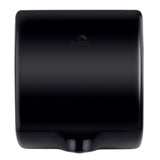 Dolphy Tornado touchless hand dryer in black stainless steel, straight-on front view