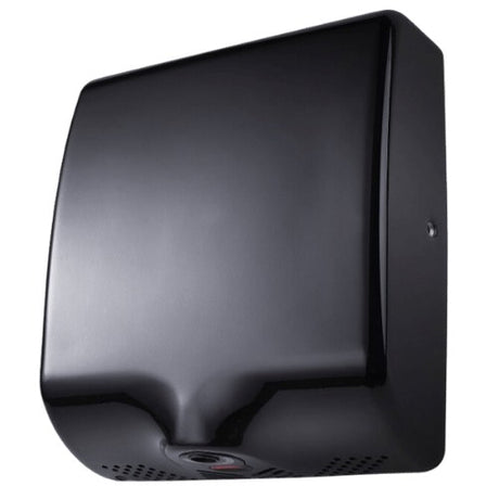 Dolphy Tornado black hand dryer from below, showing the air outlet and infrared sensor