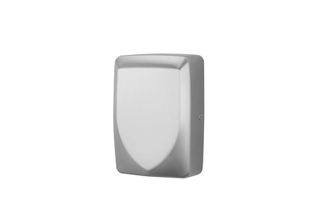 Dolphy compact 700W silver touchless hand dryer, angled view