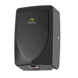 Dolphy black compact touchless hand dryer, angled front view