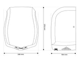 Dolphy 800W hand dryer dimensions: 228 mm wide, 278 mm high, 154 mm deep