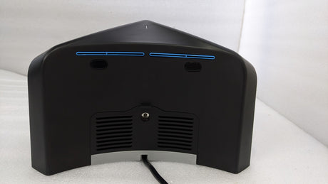 Underside of the Dolphy Adge hand dryer showing the blue light strip and air outlet