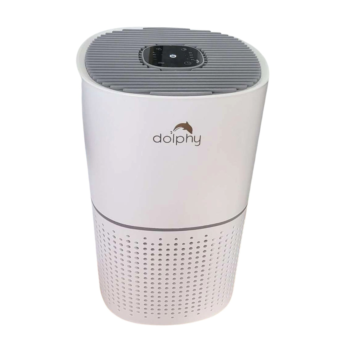 Dolphy white desktop HEPA air purifier, front view