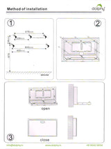 Dolphy baby change station installation guide: mounting hole positions, fitting, and open and closed positions