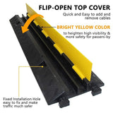 Dolphy 2-channel cable protector with the yellow flip-open top cover raised