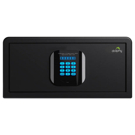 Dolphy black hotel safe, straight-on front view of the digital keypad
