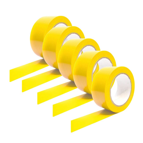Pack of five Dolphy yellow floor marking tape rolls