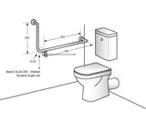 Installation diagram for the Dolphy 90 degree grab rail beside a toilet
