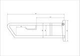 Dolphy pull-down grab rail with toilet roll holder, line drawing with dimensions