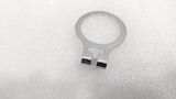 Close-up of the chrome anti-theft ring that stays on the wardrobe rail