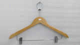 Dolphy natural wood security hanger with anti-theft ring and two trouser clips