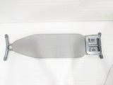 Dolphy grey ironing board from above, showing the cover, iron rest and rubber-capped legs