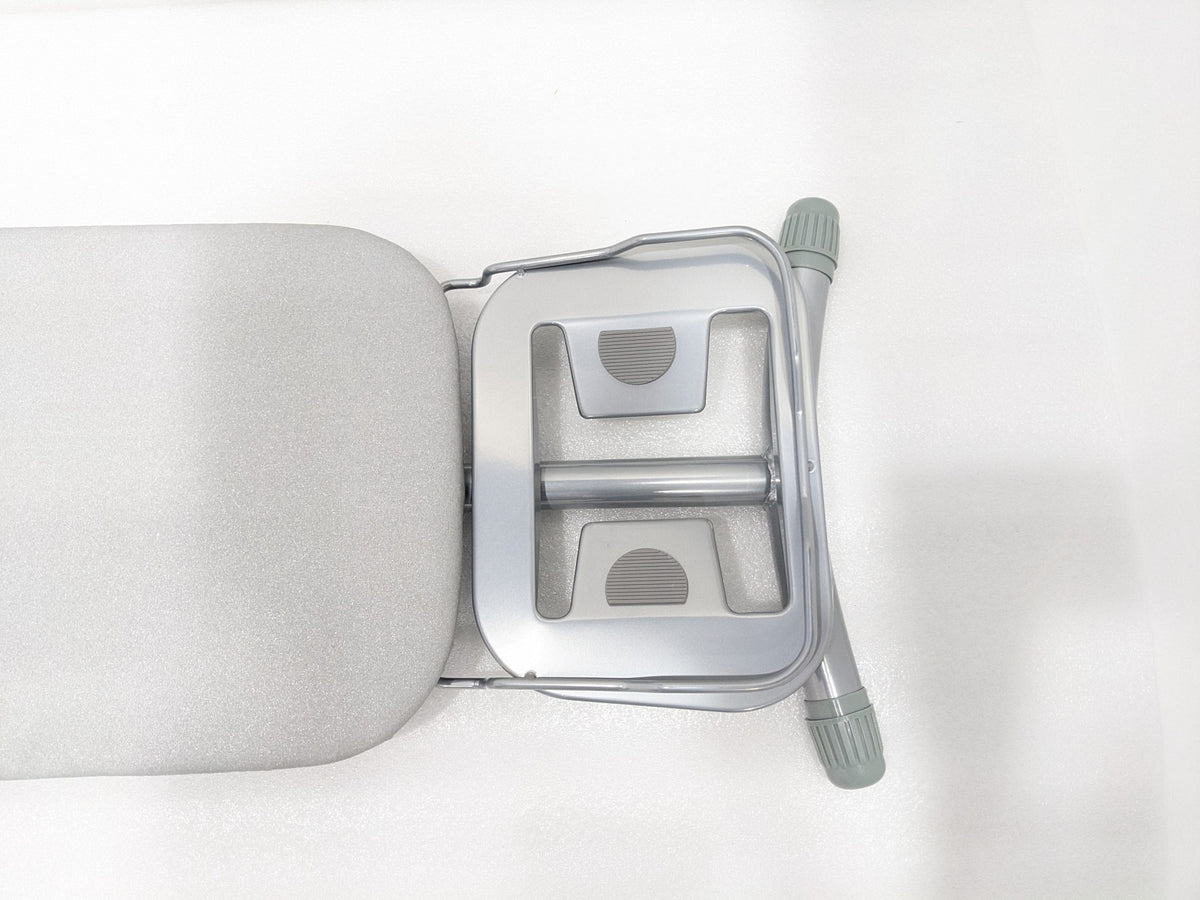 Close-up of the heat-resistant iron rest on the Dolphy grey ironing board
