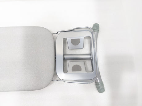 Close-up of the heat-resistant iron rest on the Dolphy grey ironing board