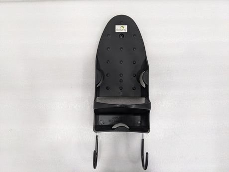Dolphy black wall-mounted iron and ironing board holder, front view