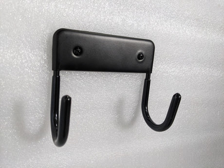 Dolphy black ironing board hanger at an angle, showing the two curved hooks