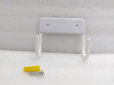 Dolphy white wall-mounted ironing board hanger with its screws and wall plugs