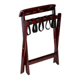 Dolphy wooden luggage rack folded flat for storage, straps hanging
