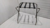 Dolphy chrome folding luggage rack with four black straps, front view