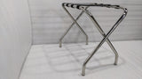 Dolphy stainless steel luggage rack, side view of the X-frame legs