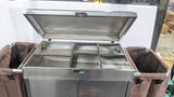 Dolphy housekeeping trolley with the top lid open, showing the storage compartments