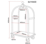 Dolphy birdcage luggage trolley dimensions: 1120 mm long, 650 mm wide, 1920 mm high