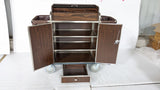 Dolphy housekeeping cart with doors and drawer open, showing the inner shelves