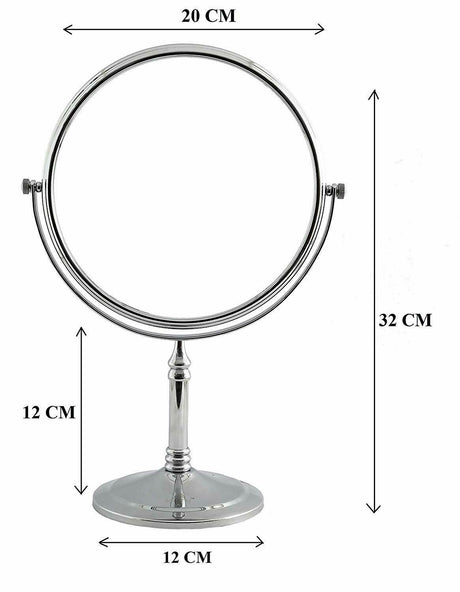 Dolphy tabletop magnifying mirror dimensions: 20 cm mirror, 32 cm tall, 12 cm base