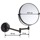 Dolphy black wall mirror dimensions: 18.5 cm mirror, 20 cm and 8 cm arm sections