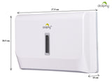 Dolphy slimline paper towel dispenser dimensions: 27.5 cm wide, 20.5 cm high, 10 cm deep