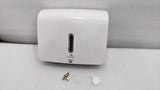 Dolphy white plaza towel dispenser with its key, screws and wall plugs