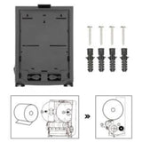 Dolphy auto-cut dispenser back plate, fixings and roll-loading diagram