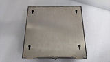Back of the Dolphy stainless steel towel dispenser showing the keyhole wall-mount slots
