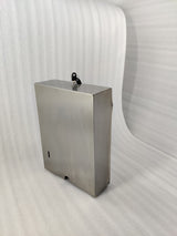 Dolphy stainless steel slimline towel dispenser with top key lock, angled view